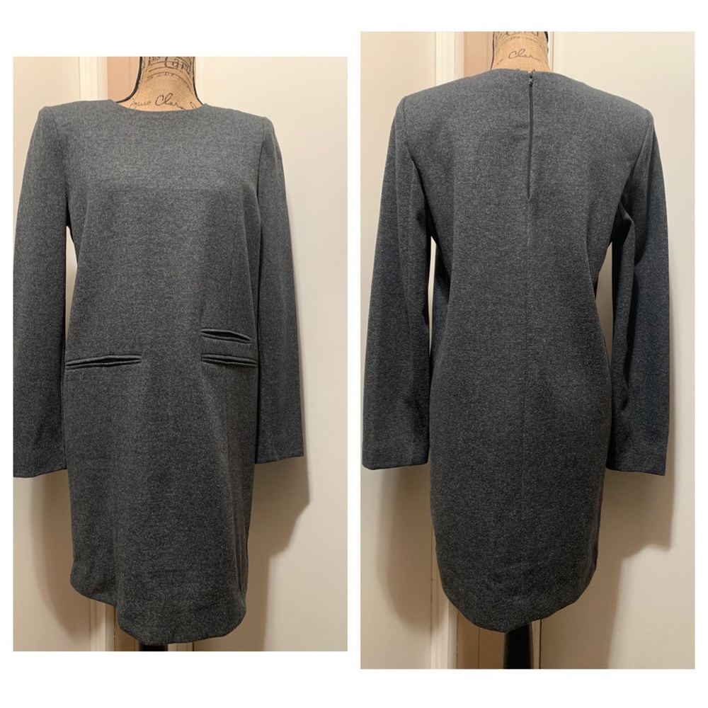 Zara Womens Dress Ponte Knit sheath Charcoal gray